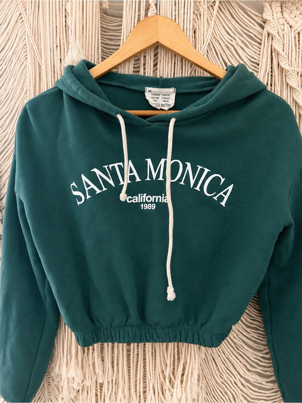 french pastry Teal Green Santa Monica Cropped Hoodie